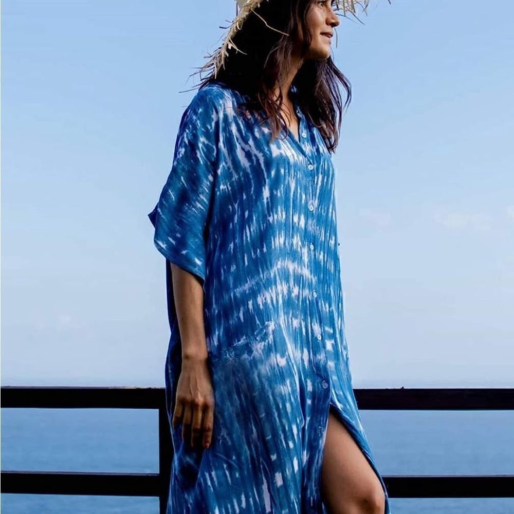 Tie-dye Kaftan In Blue 